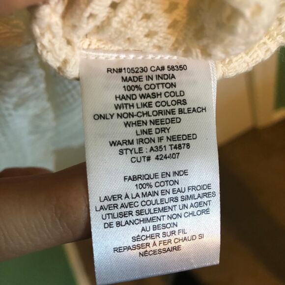 JOIE Cream Crochet Tassel Short Sleeve Blouse Boho Chic Twee - Size XXS - Picture 4 of 6